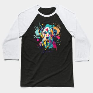 Modern Abstract Dalmatian dog Colorful Linerart Baseball T-Shirt